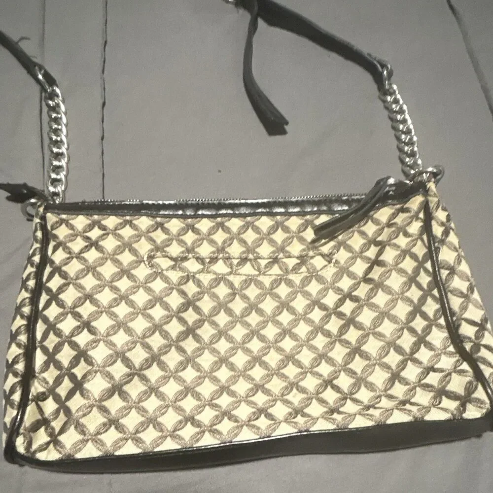 Dana Buchman Geometric Shoulder Bag, Zip Top, Red Lined Inner Pockets